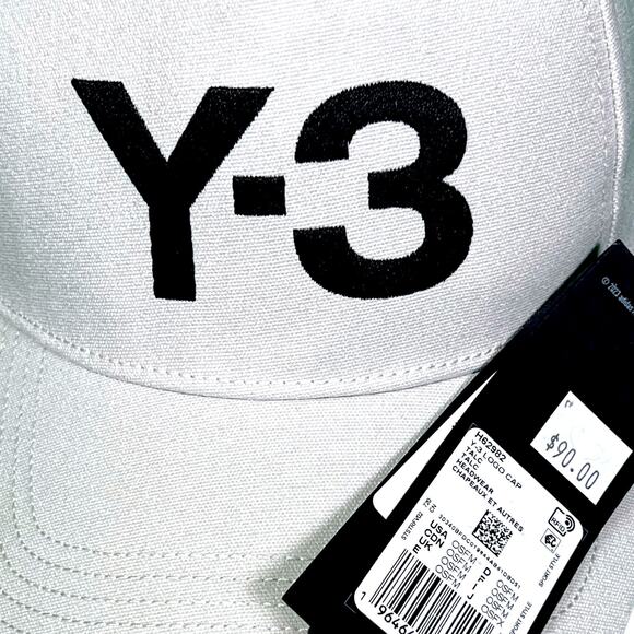 Men's Y3 Adidas Yohji Yamamoto Logo Strapback Hat Light Gray - Picture 2 of 4